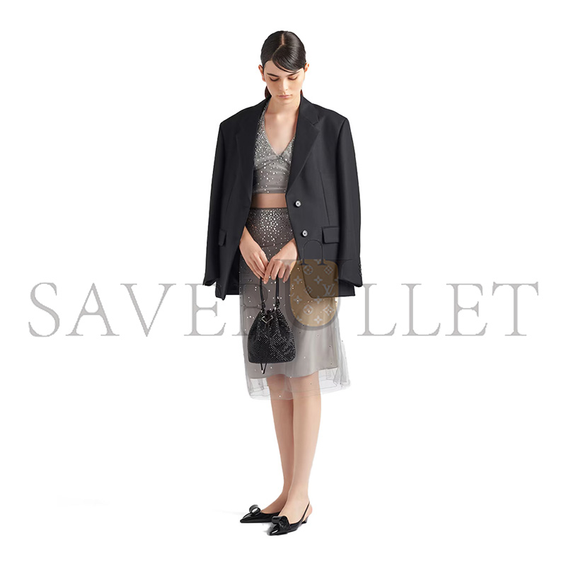 Pra*a satin mini-bag with crystals 1be067 (19.5*15.5*10cm)